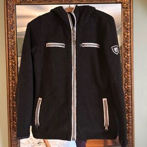 Kuhl Fleece Brown Hooded Zip Up Jacket XS Pockets lined hood